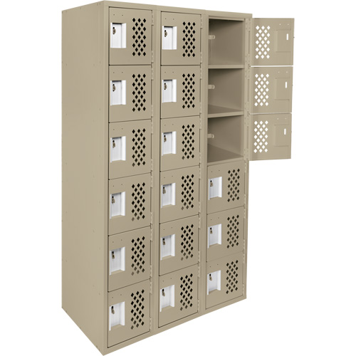 Assembled Lockerettes Clean Line Perforated Economy Lockers, 6 -tier, Bank of 3, 18" x 72" x 12", Steel Southpoint Industrial Supply
