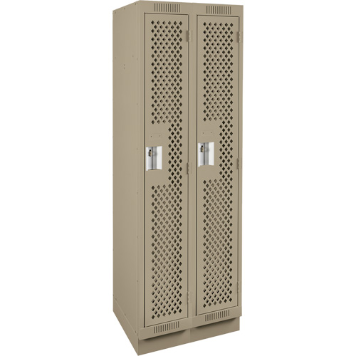 Clean Line Lockers, Bank of 2, 24" x 18" x 76", Steel, Beige, Rivet (Assembled), Perforated Southpoint Industrial Supply