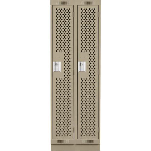 Clean Line Lockers, Bank of 2, 24" x 18" x 76", Steel, Beige, Rivet (Assembled), Perforated Southpoint Industrial Supply