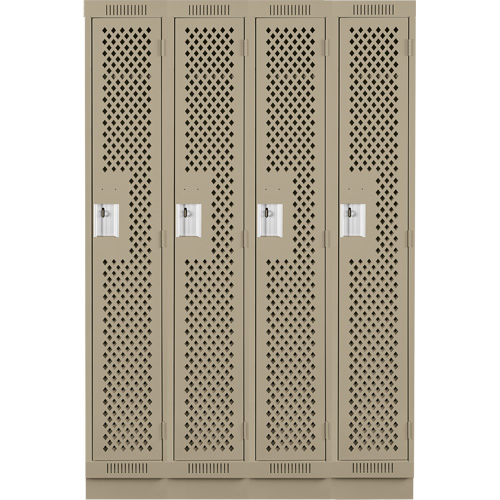 Clean Line Lockers, Bank of 4, 48" x 18" x 76", Steel, Beige, Rivet (Assembled), Perforated Southpoint Industrial Supply