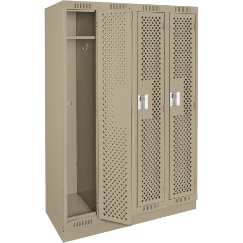 Clean Line Lockers, Bank of 4, 48" x 18" x 76", Steel, Beige, Rivet (Assembled), Perforated Southpoint Industrial Supply