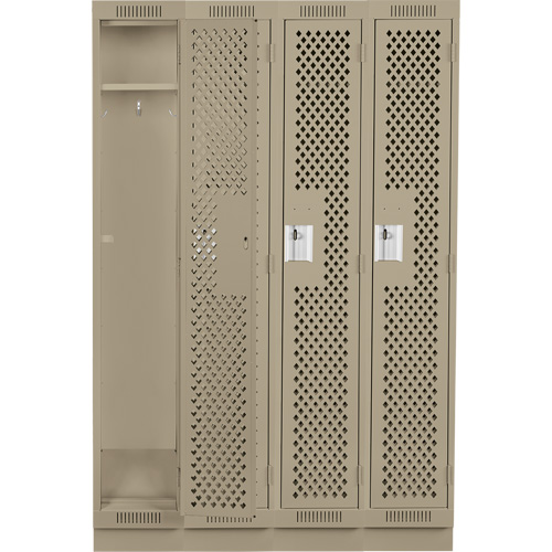 Clean Line Lockers, Bank of 4, 48" x 18" x 76", Steel, Beige, Rivet (Assembled), Perforated Southpoint Industrial Supply