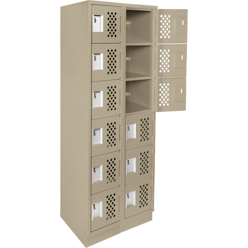 Assembled Lockerettes Clean Line Perforated Economy Lockers, 6 -tier, Bank of 2, 18" x 72" x 12", Steel Southpoint Industrial Supply