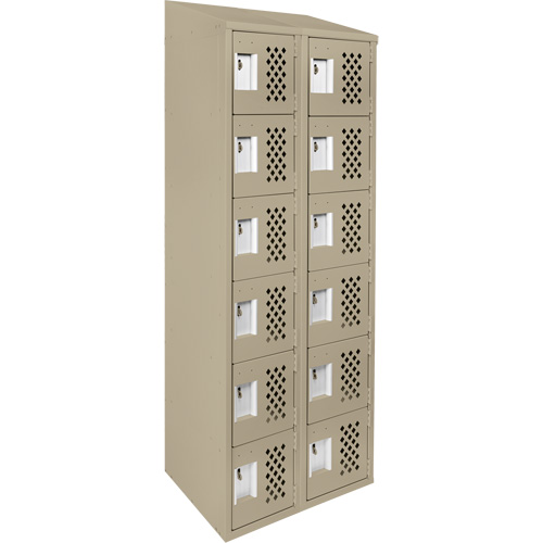 Clean-Line Perforated Lockerette, 6 -tier, Bank of 2, 12" x 72" x 12", Steel Southpoint Industrial Supply