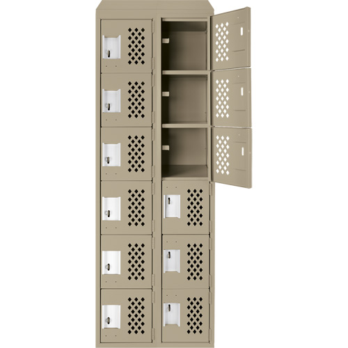 Clean-Line Perforated Lockerette, 6 -tier, Bank of 2, 12" x 72" x 12", Steel Southpoint Industrial Supply
