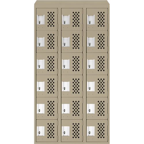 Clean-Line Perforated Lockerette, 6 -tier, Bank of 3, 15" x 72" x 12", Steel Southpoint Industrial Supply