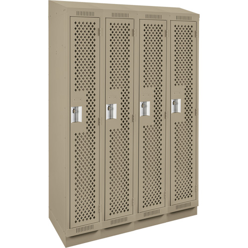 Clean Line Lockers, Bank of 4, 48" x 18" x 82", Steel, Beige, Rivet (Assembled), Perforated Southpoint Industrial Supply