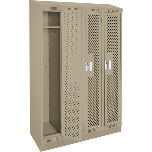 Clean Line Lockers, Bank of 4, 48" x 18" x 82", Steel, Beige, Rivet (Assembled), Perforated Southpoint Industrial Supply