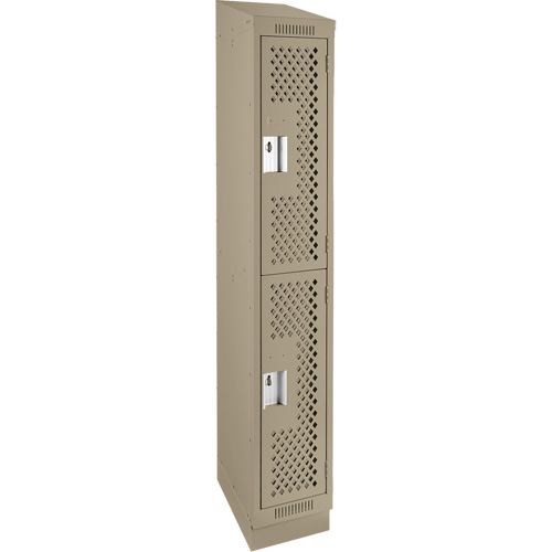Clean Line Lockers, 2 -tier, 12" x 18" x 82", Steel, Beige, Rivet (Assembled), Perforated Southpoint Industrial Supply
