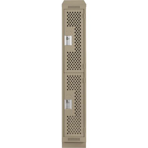 Clean Line Lockers, 2 -tier, 12" x 18" x 82", Steel, Beige, Rivet (Assembled), Perforated Southpoint Industrial Supply