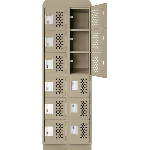 Clean-Line Perforated Lockerette, 6 -tier, Bank of 2, 12" x 72" x 12", Steel Southpoint Industrial Supply