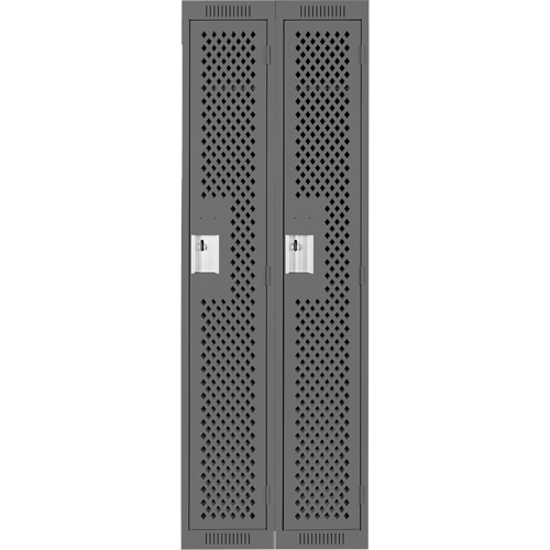 Clean Line Lockers, Bank of 2, 24" x 12" x 72", Steel, Charcoal, Rivet (Assembled), Perforated Southpoint Industrial Supply