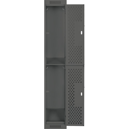 Clean Line Lockers, 2 -tier, 12" x 15" x 72", Steel, Charcoal, Rivet (Assembled), Perforated Southpoint Industrial Supply
