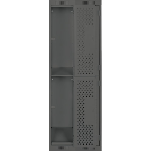 Clean Line Lockers, 2 -tier, Bank of 2, 24" x 15" x 72", Steel, Charcoal, Rivet (Assembled), Perforated Southpoint Industrial Supply