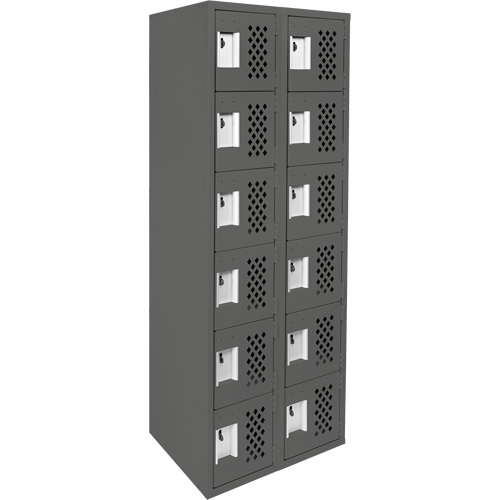 Assembled Lockerettes Clean Line Perforated Economy Lockers, 6 -tier, Bank of 2, 18" x 72" x 12", Steel Southpoint Industrial Supply