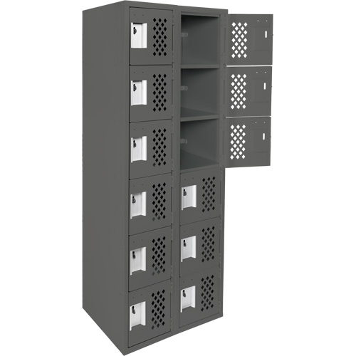 Assembled Lockerettes Clean Line Perforated Economy Lockers, 6 -tier, Bank of 2, 18" x 72" x 12", Steel Southpoint Industrial Supply