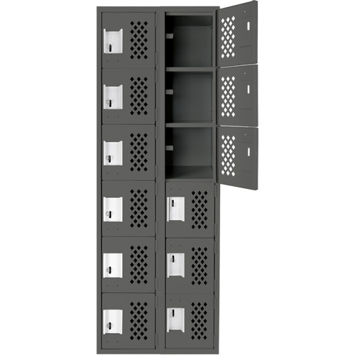 Assembled Lockerettes Clean Line Perforated Economy Lockers, 6 -tier, Bank of 2, 18" x 72" x 12", Steel Southpoint Industrial Supply
