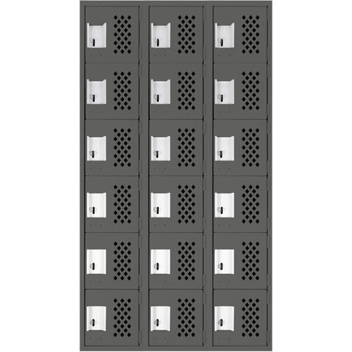 Assembled Lockerettes Clean Line Perforated Economy Lockers, 6 -tier, Bank of 3, 18" x 72" x 12", Steel Southpoint Industrial Supply