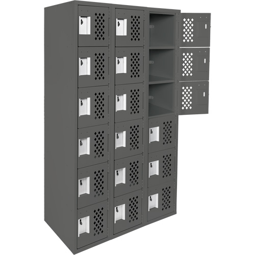 Assembled Lockerettes Clean Line Perforated Economy Lockers, 6 -tier, Bank of 3, 18" x 72" x 12", Steel Southpoint Industrial Supply