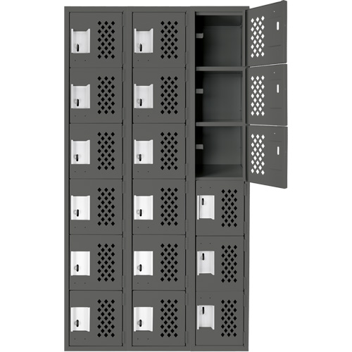 Assembled Lockerettes Clean Line Perforated Economy Lockers, 6 -tier, Bank of 3, 18" x 72" x 12", Steel Southpoint Industrial Supply