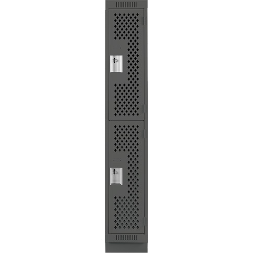 Clean Line Lockers, 2 -tier, 12" x 18" x 76", Steel, Charcoal, Rivet (Assembled), Perforated Southpoint Industrial Supply