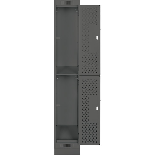 Clean Line Lockers, 2 -tier, 12" x 18" x 76", Steel, Charcoal, Rivet (Assembled), Perforated Southpoint Industrial Supply