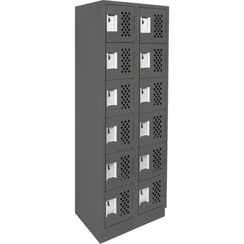 Assembled Lockerettes Clean Line Perforated Economy Lockers, 6 -tier, Bank of 2, 18" x 72" x 12", Steel Southpoint Industrial Supply