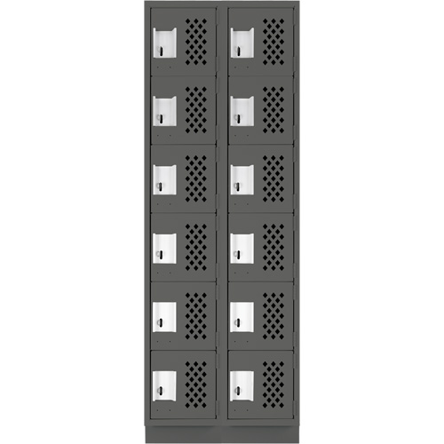 Assembled Lockerettes Clean Line Perforated Economy Lockers, 6 -tier, Bank of 2, 18" x 72" x 12", Steel Southpoint Industrial Supply