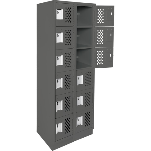 Assembled Lockerettes Clean Line Perforated Economy Lockers, 6 -tier, Bank of 2, 18" x 72" x 12", Steel Southpoint Industrial Supply