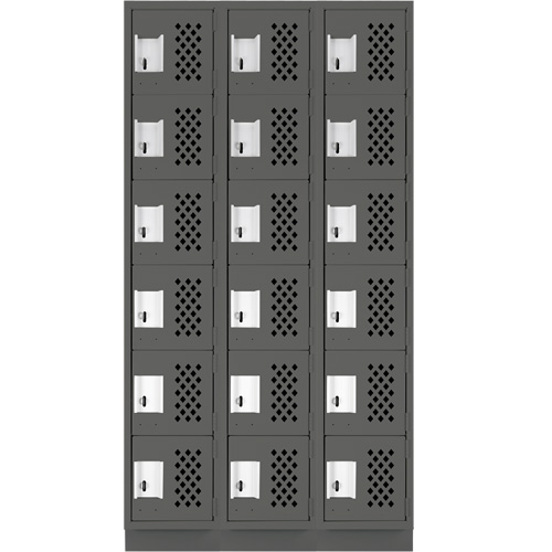 Assembled Lockerettes Clean Line Perforated Economy Lockers, 6 -tier, Bank of 3, 18" x 72" x 12", Steel Southpoint Industrial Supply