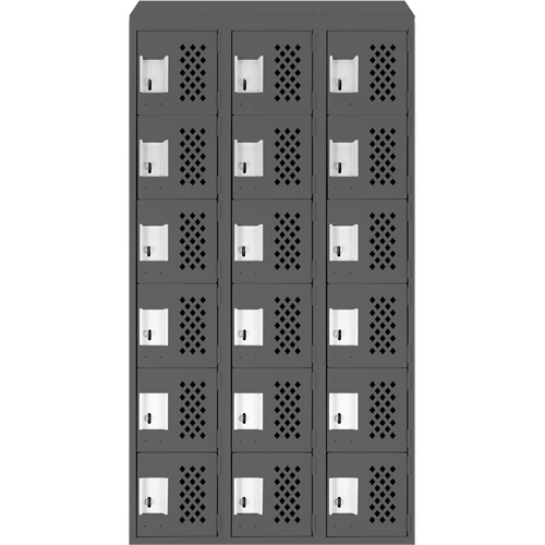 Clean-Line Perforated Lockerette, 6 -tier, Bank of 3, 12" x 72" x 12", Steel Southpoint Industrial Supply