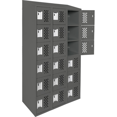 Clean-Line Perforated Lockerette, 6 -tier, Bank of 3, 12" x 72" x 12", Steel Southpoint Industrial Supply