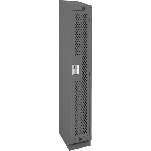 Clean Line Lockers, 12" x 18" x 82", Steel, Charcoal, Rivet (Assembled), Perforated Southpoint Industrial Supply