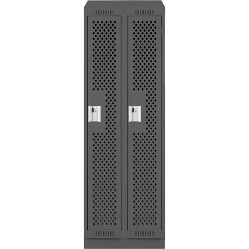 Clean Line Lockers, Bank of 2, 24" x 18" x 82", Steel, Charcoal, Rivet (Assembled), Perforated Southpoint Industrial Supply