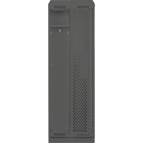 Clean Line Lockers, Bank of 2, 24" x 18" x 82", Steel, Charcoal, Rivet (Assembled), Perforated Southpoint Industrial Supply