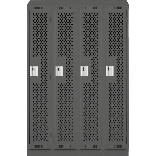 Clean Line Lockers, Bank of 4, 48" x 18" x 82", Steel, Charcoal, Rivet (Assembled), Perforated Southpoint Industrial Supply