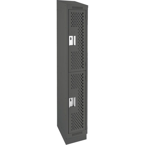 Clean Line Lockers, 2 -tier, 12" x 18" x 82", Steel, Charcoal, Rivet (Assembled), Perforated Southpoint Industrial Supply