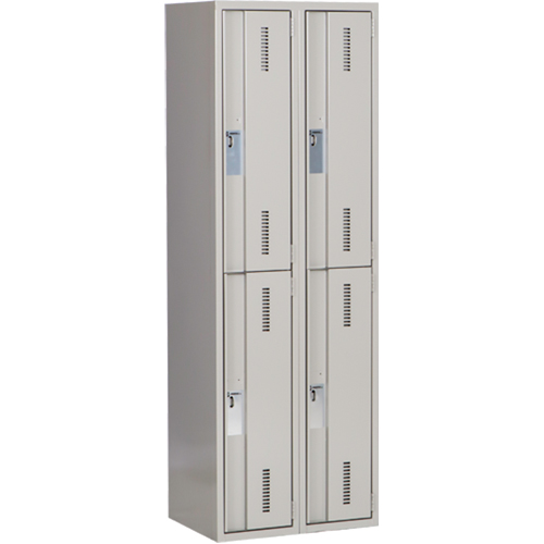 Concorde Heavy-Duty Lockers, 2 -tier, Bank of 2, 24" x 18" x 72", Steel, Grey, Welded (Assembled) Southpoint Industrial Supply