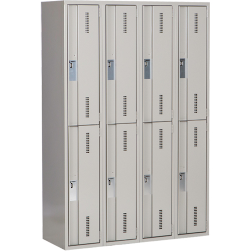 Casiers robustes Concorde, 2 niveaux, Bloc de 4, 48" x 18" x 72", Acier, Gris, Soud&eacute; (assembl&eacute;) Southpoint Industrial Supply