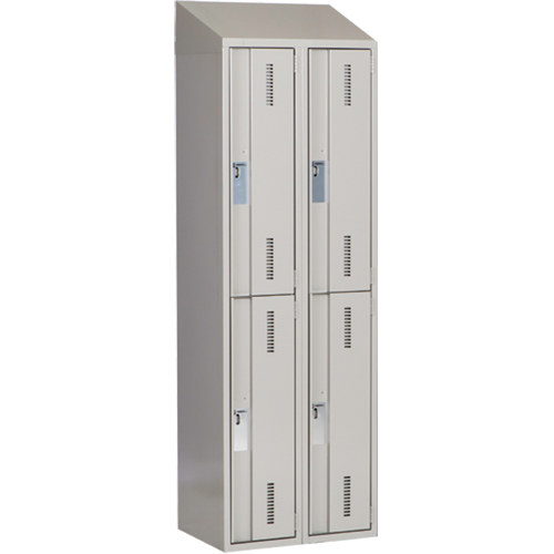 Concorde Heavy-Duty Lockers, 2 -tier, Bank of 2, 24" x 18" x 78", Steel, Grey, Welded (Assembled) Southpoint Industrial Supply