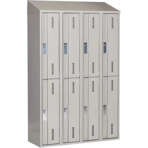 Concorde Heavy-Duty Lockers, 2 -tier, Bank of 4, 48" x 18" x 78", Steel, Grey, Welded (Assembled) Southpoint Industrial Supply