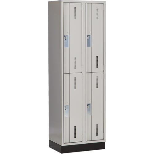 Concorde Heavy-Duty Lockers, 2 -tier, Bank of 2, 24" x 18" x 76", Steel, Grey, Welded (Assembled) Southpoint Industrial Supply