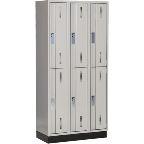 Concorde Heavy-Duty Lockers, 2 -tier, Bank of 3, 36" x 18" x 76", Steel, Grey, Welded (Assembled) Southpoint Industrial Supply