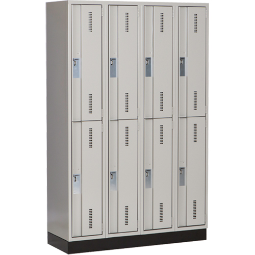 Concorde Heavy-Duty Lockers, 2 -tier, Bank of 4, 48" x 18" x 76", Steel, Grey, Welded (Assembled) Southpoint Industrial Supply