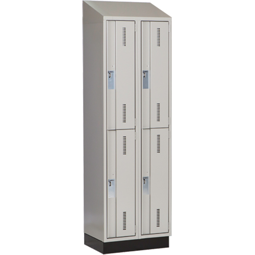 Concorde Heavy-Duty Lockers, 2 -tier, Bank of 2, 24" x 18" x 82", Steel, Grey, Welded (Assembled) Southpoint Industrial Supply