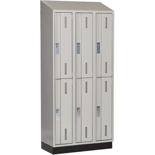 Concorde Heavy-Duty Lockers, 2 -tier, Bank of 3, 36" x 18" x 82", Steel, Grey, Welded (Assembled) Southpoint Industrial Supply