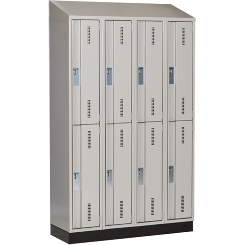 Concorde Heavy-Duty Lockers, 2 -tier, Bank of 4, 48" x 18" x 82", Steel, Grey, Welded (Assembled) Southpoint Industrial Supply