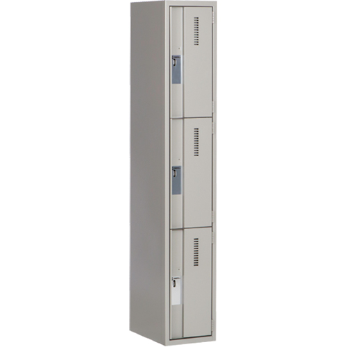 Concorde Heavy-Duty Lockers, 3 -tier, 12" x 18" x 72", Steel, Grey, Welded (Assembled) Southpoint Industrial Supply