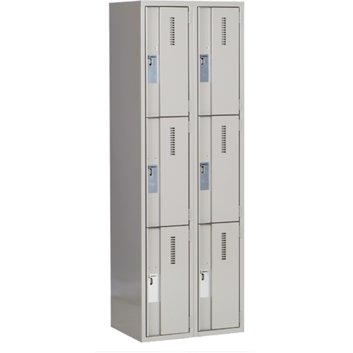 Concorde Heavy-Duty Lockers, 3 -tier, Bank of 2, 24" x 18" x 72", Steel, Grey, Welded (Assembled) Southpoint Industrial Supply