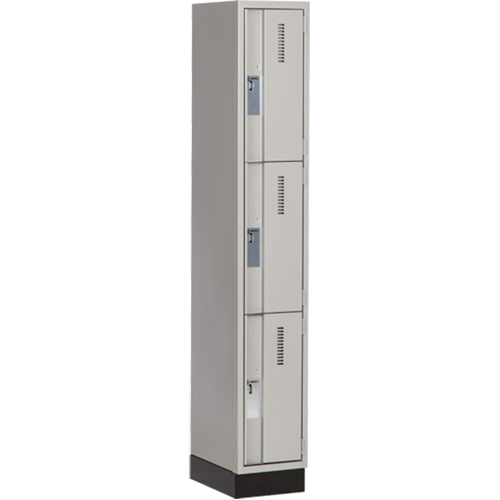 Concorde Heavy-Duty Lockers, 3 -tier, 12" x 18" x 76", Steel, Grey, Welded (Assembled) Southpoint Industrial Supply